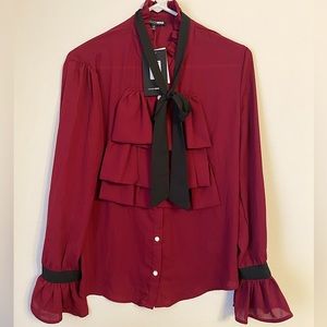 NWT Fashion Nova Better Not Tie Neck Blouse